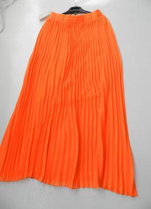 ⛔✅красивая яркая юбка кислотно оранжевая полупрозрачный шифон плисе2 фото