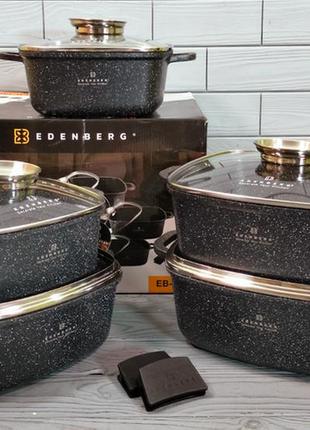 Набір каструль казанів із мармуровим антипригарним покриттям edenberg eb-3986 набір кухонного посуду 5 предметів2 фото