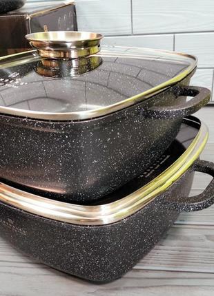 Набір каструль казанів із мармуровим антипригарним покриттям edenberg eb-3986 набір кухонного посуду 5 предметів4 фото