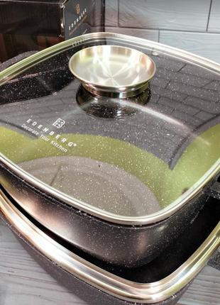 Набір каструль казанів із мармуровим антипригарним покриттям edenberg eb-3986 набір кухонного посуду 5 предметів6 фото