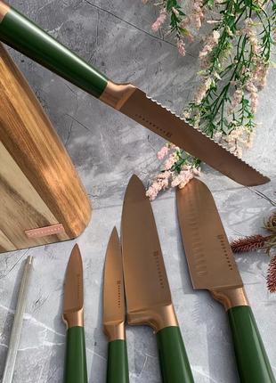 Набор кухонных ножей с деревянной подставкой 7 предметов edenberg eb-11029 набор ножей из нержавеющей стали4 фото
