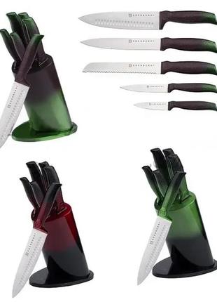 Набор кухонных ножей с подставкой 6 предметов edenberg eb-11022 набор ножей из нержавеющей стали на подставке4 фото