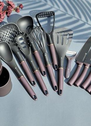 Набір кухонних ножів із кухонним приладдям 14 предметів edenberg eb-11099 набір ножів із підставкою9 фото