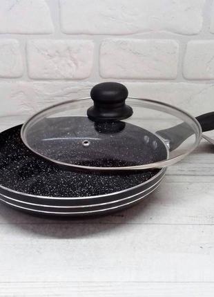 Сковорода з антипригарним мармуровим покриттям 26 см edenberg eb-767 сковорода для індукційної плити з кришкою