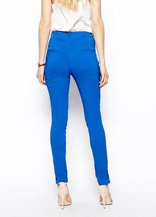 Asos petite асос штаны брюки с высокой талией синие ультрамарин  кобальт цвет с поясом2 фото