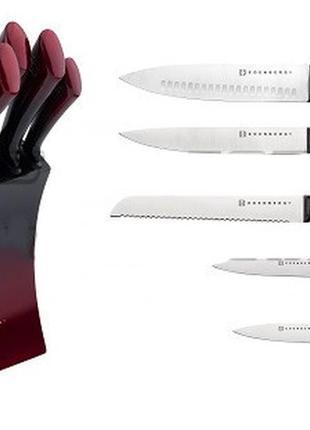 Набор кухонных ножей с подставкой 6 предметов edenberg eb-11003 набор ножей из нержавеющей стали на подставке7 фото