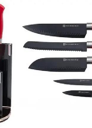 Набор кухонных ножей с подставкой 6 предметов edenberg eb-11006 набор ножей из нержавеющей стали на подставке3 фото