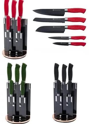 Набор кухонных ножей с подставкой 6 предметов edenberg eb-11006 набор ножей из нержавеющей стали на подставке4 фото