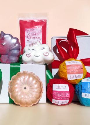 Подарочный набор бомбочек для ванны и шиммера, оригинальный подарок девочкам