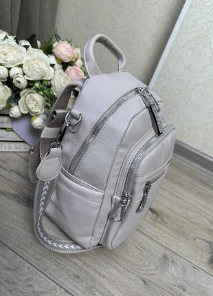 Женский шикарный и качественный рюкзак сумка для девушек из эко кожи св.лаванда3 фото