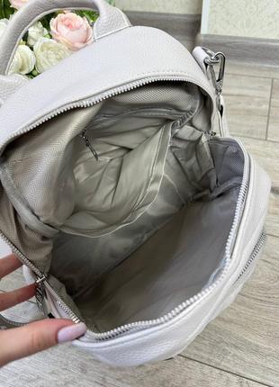 Женский шикарный и качественный рюкзак сумка для девушек из эко кожи св.лаванда6 фото