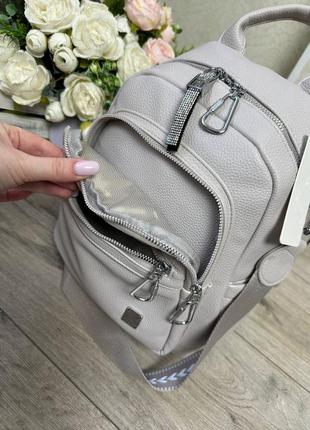 Женский шикарный и качественный рюкзак сумка для девушек из эко кожи св.лаванда5 фото