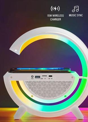 Настільна смарт лампа-нічник rgb з бездротовою зарядкою