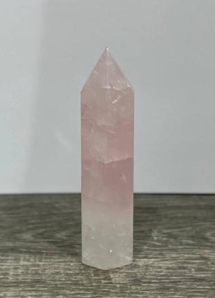 Великий натуральний камінь кристал кварц рожевий - сувенір багатогранник "олівець"3 фото