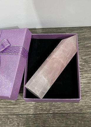 Великий натуральний камінь кристал кварц рожевий - сувенір багатогранник "олівець"4 фото