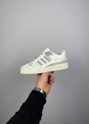 Adidas forum exhibit ‘white grey beige’ кроссовки кожаные