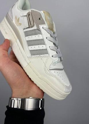 Adidas forum exhibit ‘white grey beige’ кроссовки кожаные10 фото