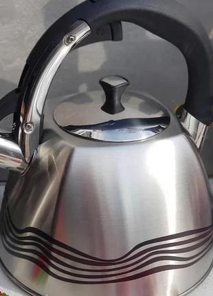 Чайник зі свистком 3 л із неіржавкої сталі edenberg eb-3542 чайник для індукційної плити чайник газовий6 фото