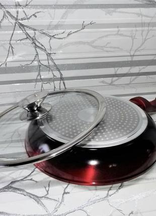 Сковорода с антипригарным мраморным покрытием 28см edenberg eb-3340 сковорода для индукционной плиты с крышкой7 фото