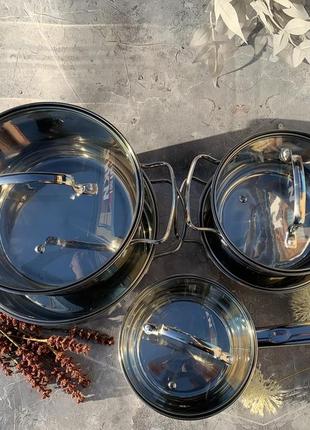 Набор кухонной посуды из нержавеющей стали 10 предметов edenberg eb-4074 набор кастрюль для всех видов плит8 фото