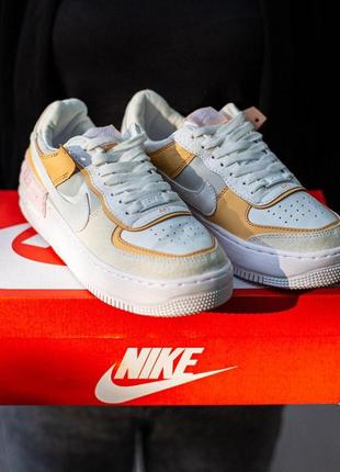 Женские кроссовки nike air force shadow beige\reptile (высокие1 фото