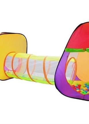 Палатка детская двойная kruzzel + тоннель + 200 шариков
