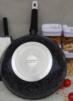 Сковорода wok з гранітним антипригарним покриттям 3.0л 26см edenberg eb-4129 сковорода вок з індукційним дном7 фото
