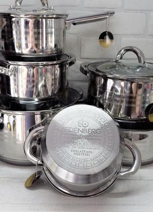 Набор кухонной посуды из нержавеющей стали 12 предметов edenberg eb-4012 набор кастрюль для всех видов плит5 фото