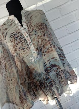 Напівпрозора блуза розлітайка galinel 100% шовк4 фото