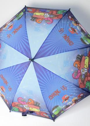 Дитяча парасолька для хлопчика з яскравим принтом among us та месники, синя парасолька тросина для хлопчиків