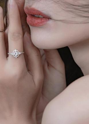 Серебряное кольцо с натуральным розовым кварцем5 фото