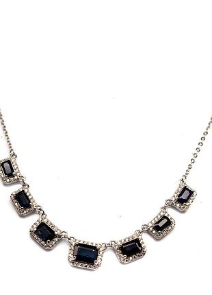 Колье серебро 925 натуральный сапфир