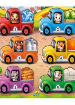 Гра з картками "тварини на вантажівках (літо)"