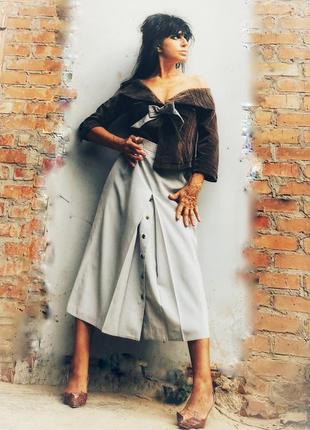 Винтажная шерстяная шерсть юбка миди на пуговицах со складками винтаж ретро c&a1 фото