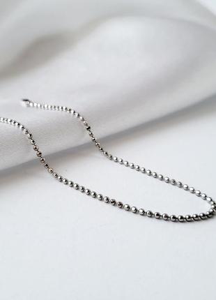 Серебряный браслет женский без камней с шариками 18 см серебро 925 пробы родированное  808р3/18 1.20г