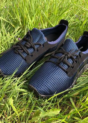 Легкие летние черные кроссовки сетка 45 размер. летние текстильные кроссовки сеткой. модель 96621. цвет: синий5 фото