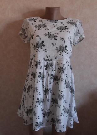Легкое воздушное платье , белое в цветочный принт xs3 фото