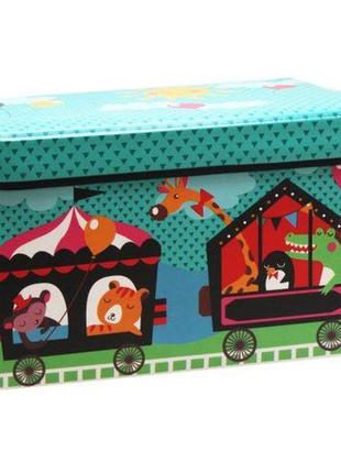 Корзина-пуфик для игрушек "поезд с животными"