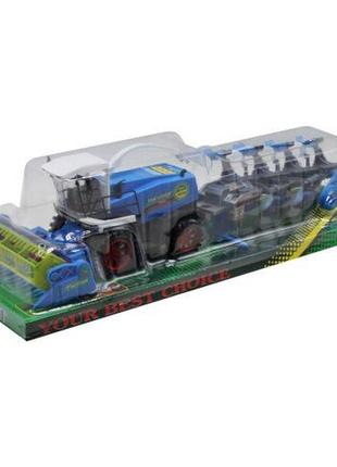Пластиковая машинка "комбайн", инерционный (синий)