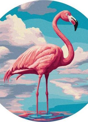 Картина по номерам (круглая) "изысканный фламинго" ★★