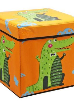 Корзина-пуфик для игрушек "крокодил" (оранжевый)1 фото