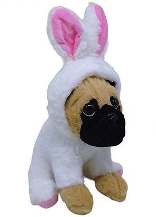 М'яка іграшка "мопсик у костюмі: зайчик"