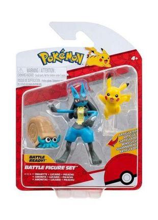 Набор игровых фигурок pokemon - оманайт, пикачу, лукарио