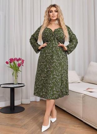 Женское летнее длинное платье из софт-шелка с разрезом размеры 42-641 фото