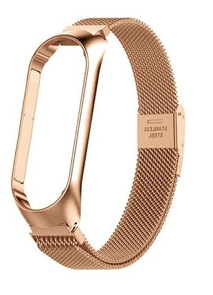 Браслет romansi cумісний з xiaomi mi band 3, 4, 5, 6, 7 з нержавіючої сталі, колір рожеве золото