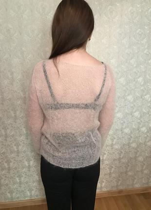 Жіночий светр реглан з кід мохер світлий2 фото