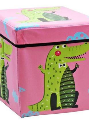 Корзина-пуфик для игрушек "крокодил" (розовый)