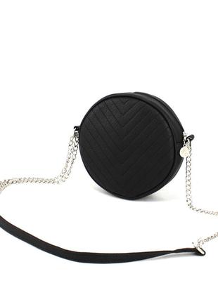 Маленькая круглая женская сумочка voila 8-5391 черная1 фото