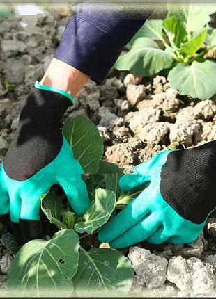 Садові рукавички з кігтями garden gloves для саду та городу6 фото