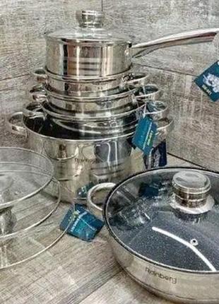Набор кухонной посуды из нержавеющей стали на 12 предметов rainberg2 фото
